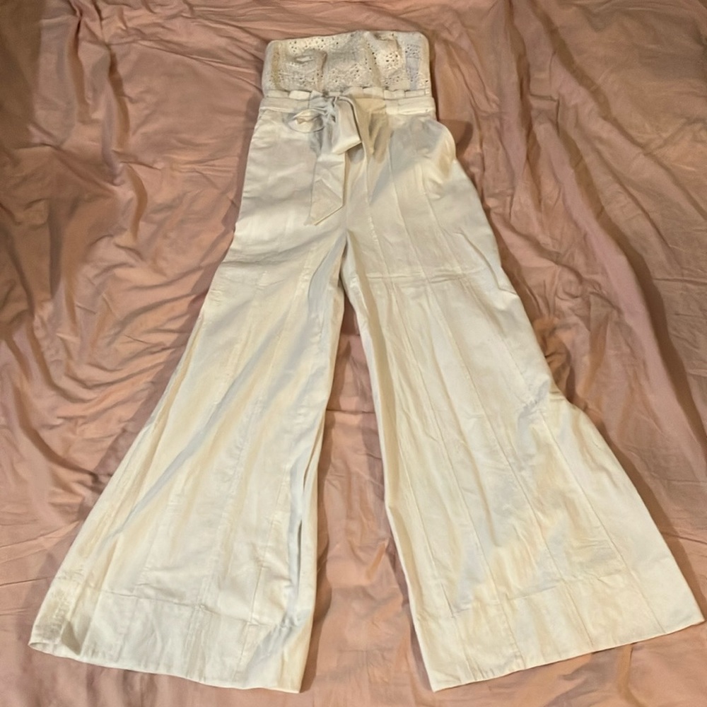 Strapless White Cotton Free People Jump Suit